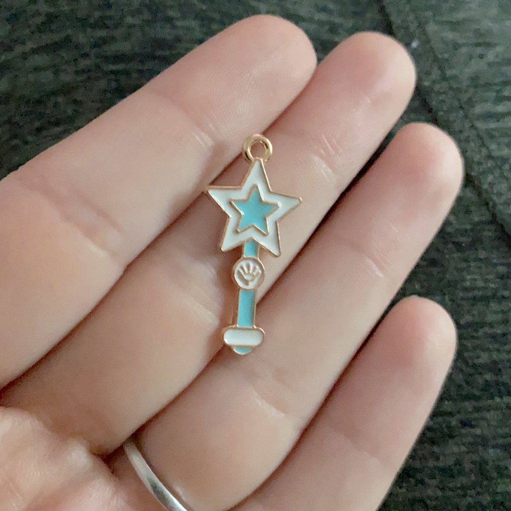 3/$30 Gold Plated And Enamel Magic Wand Charm